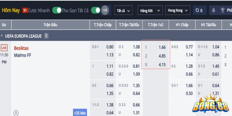 Ví dụ thực tế về kèo 1x2 là gì trong bóng đá